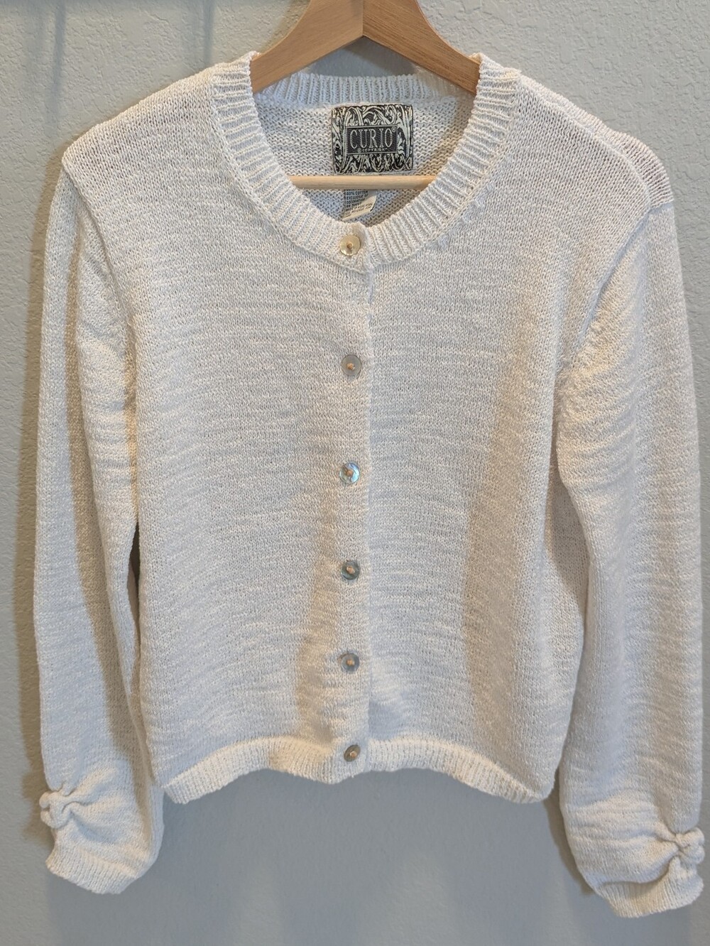 Vintage Curio White Button-Front Knit Cardigan XL